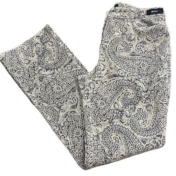 Gardeur Germany Pants EU 42 Black Beige Paisley Corduroy Stretch Trousers - Picture 4 of 7